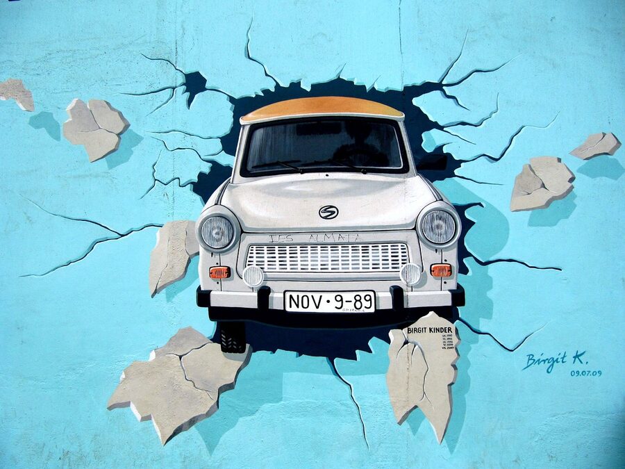Trabant car mural on Berlin Wall East Side Gallery