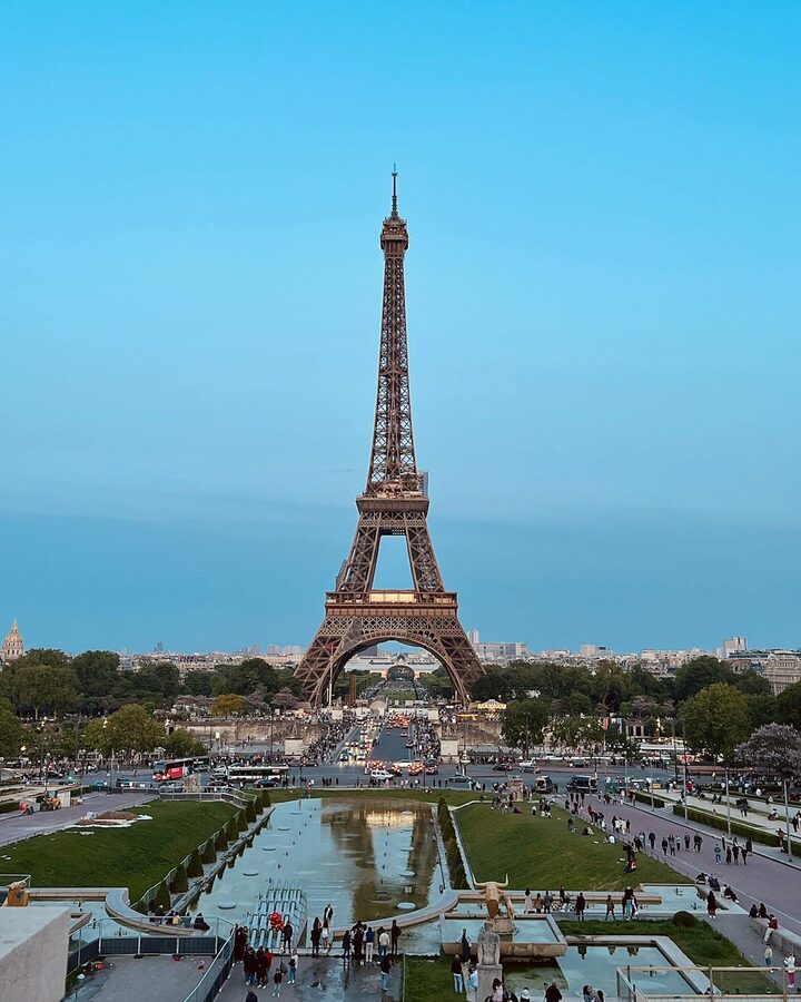 Eiffel Tower in Paris during evening hours