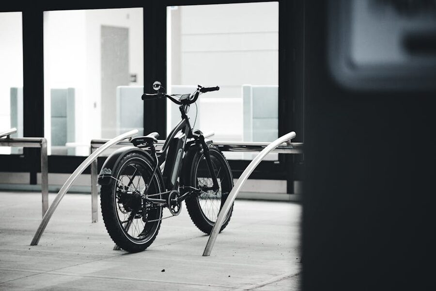 Modern electric bicycle parked