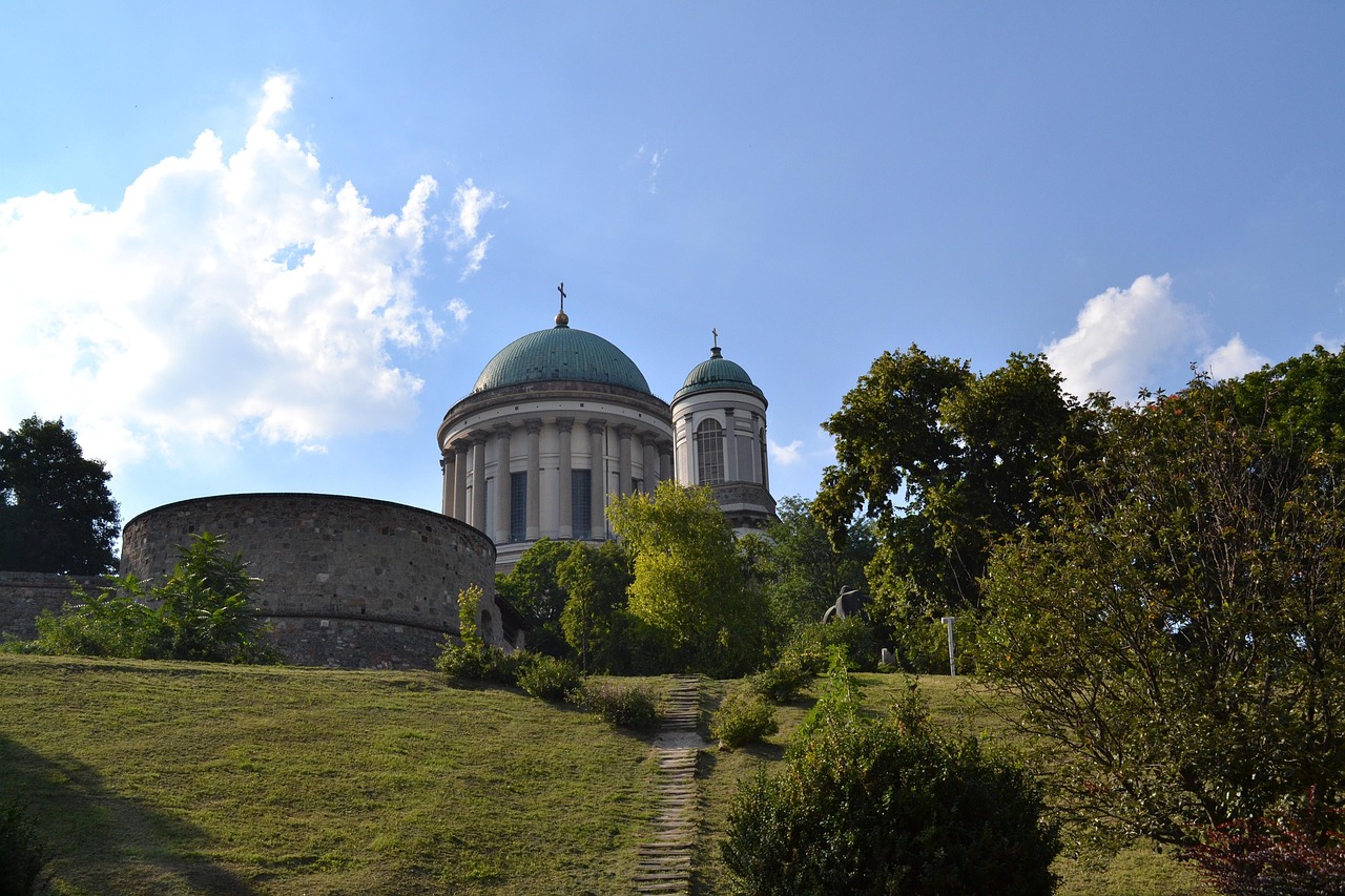 Close up view of Esztergom Basilica church in Hungary