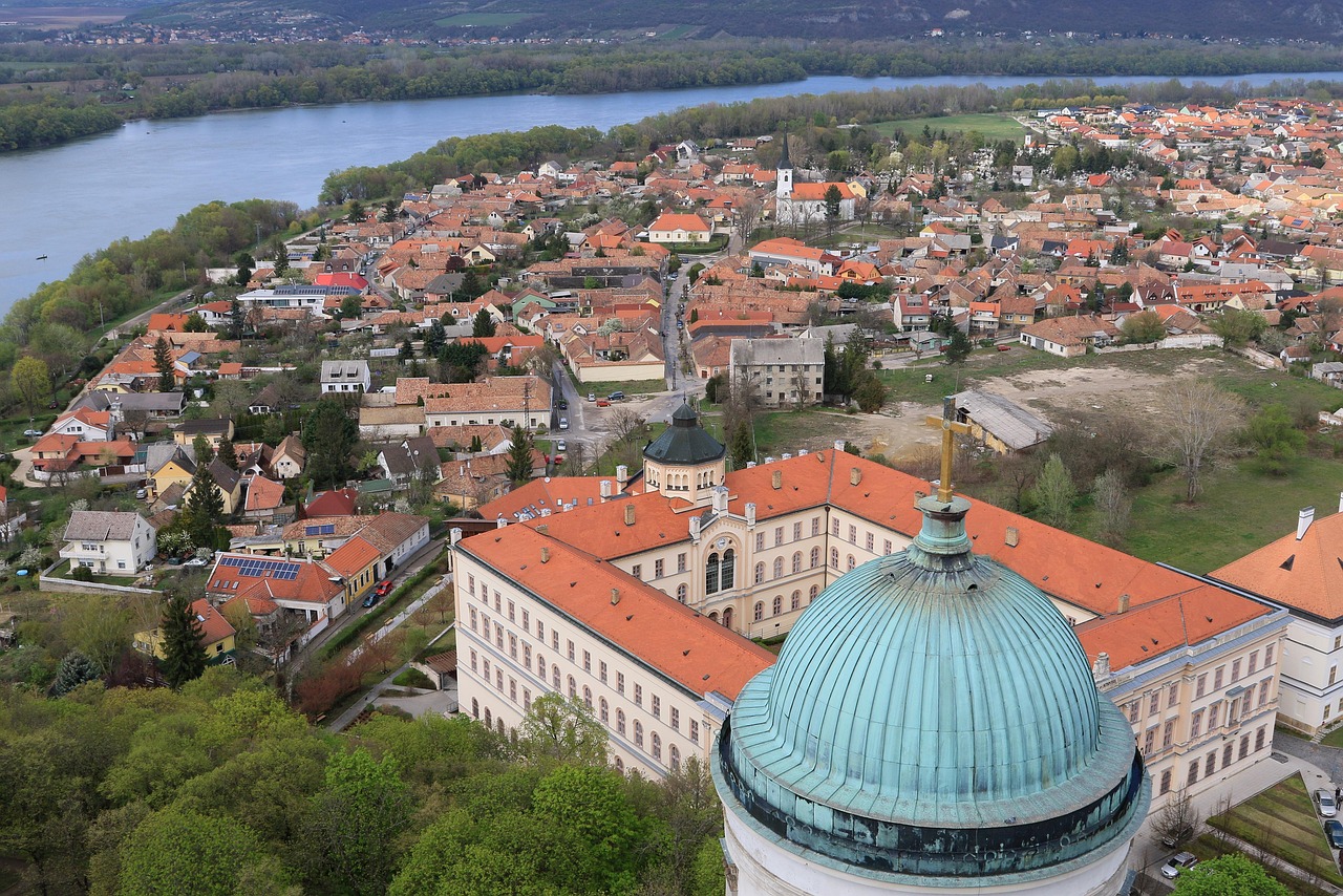 Wide view of Esztergom Basilica in Hungary