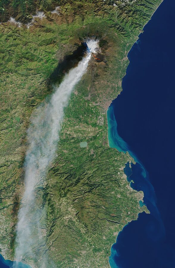 Mount Etna NASA satellite view of eruption