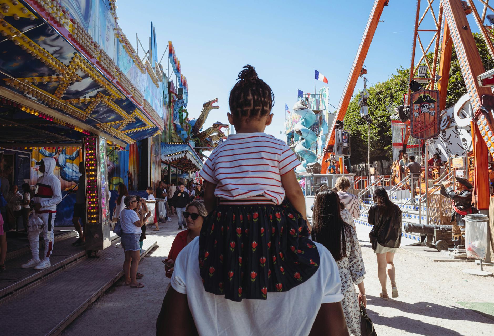 Father and daughter at an amusement park