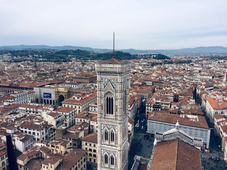 Florence aerial view with Giottos Campanile