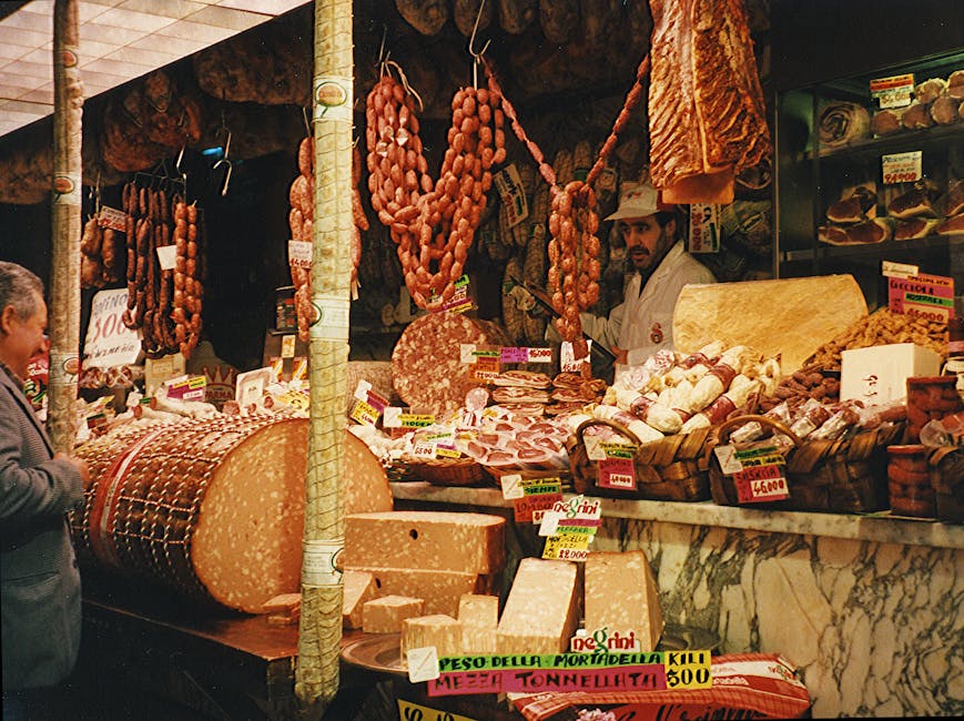 Florence Italian deli counter with meats and cheeses