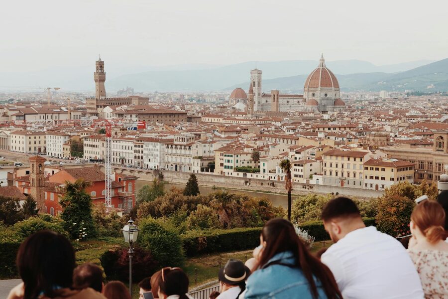 Panoramic view of Florence with Santa Maria del Fiore and Arno River