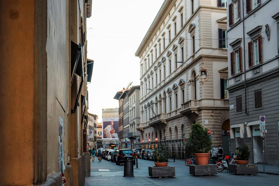Florence street with classic Italian architecture