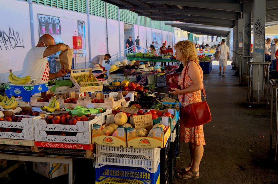 Florence street market with fresh produce