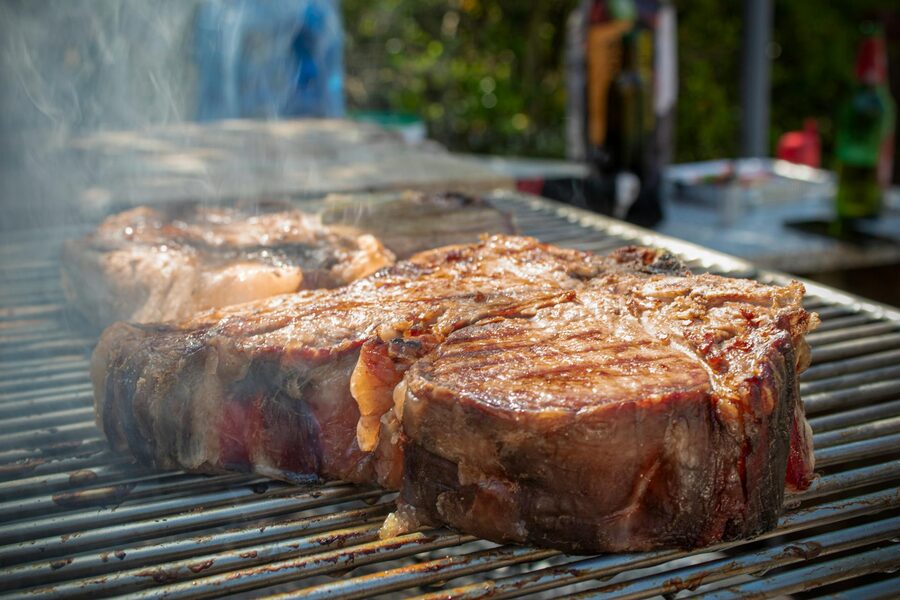 Florentine steak grilling outdoors