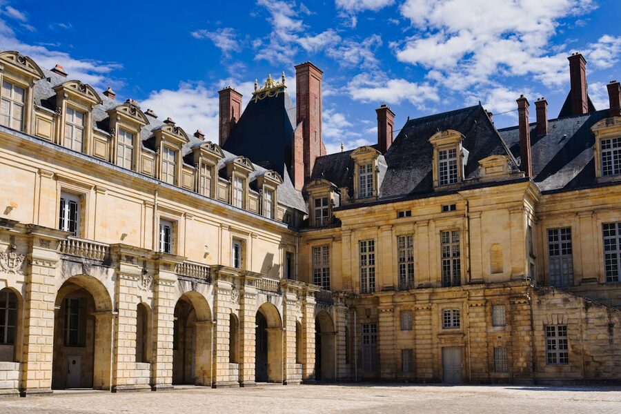 Chateau de Fontainebleau under blue sky