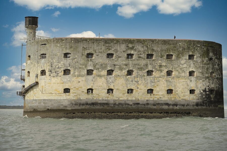 Historic Fort Boyard standing in coastal waters of Nouvelle-Aquitaine France