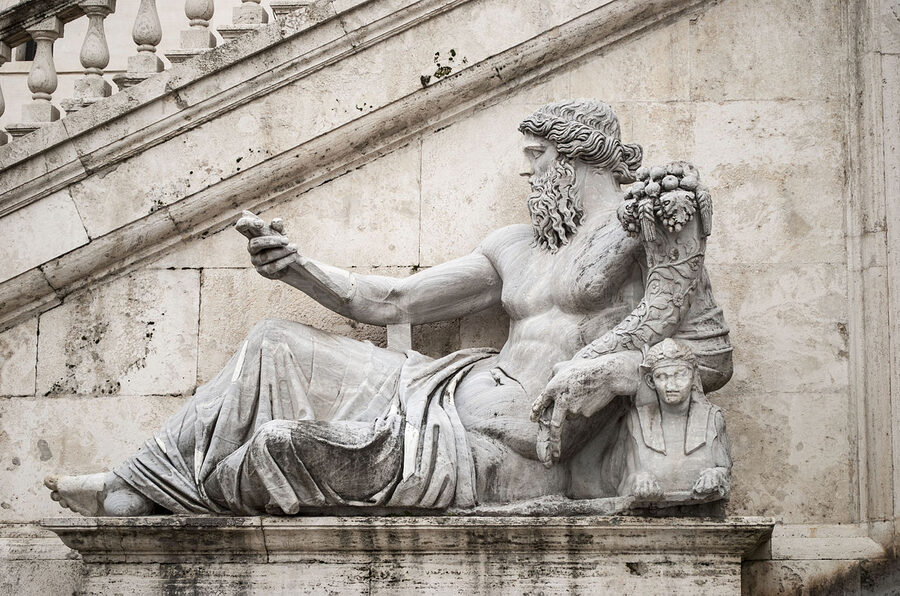 Fountain in Piazza del Campidoglio Rome Nile