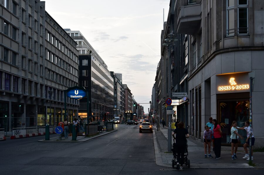 Friedrichstrasse in Berlin-Mitte at night
