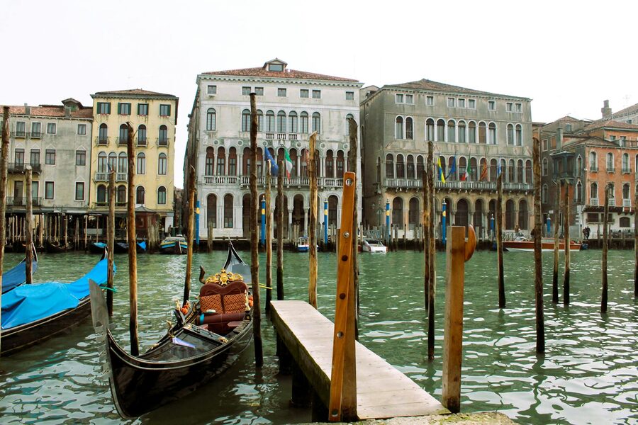 Gondolas on the Grand Canal Venice architecture
