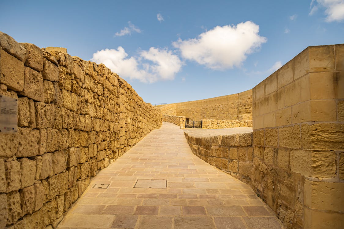 Ancient stone fortifications of the Citadel in Victoria Gozo Malta