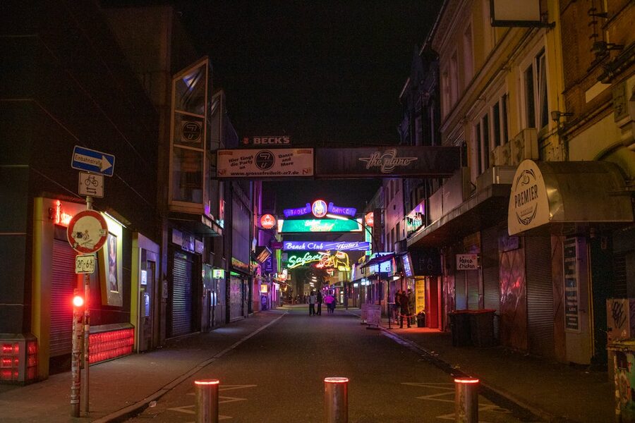 Grosse Freiheit nightlife with neon lights