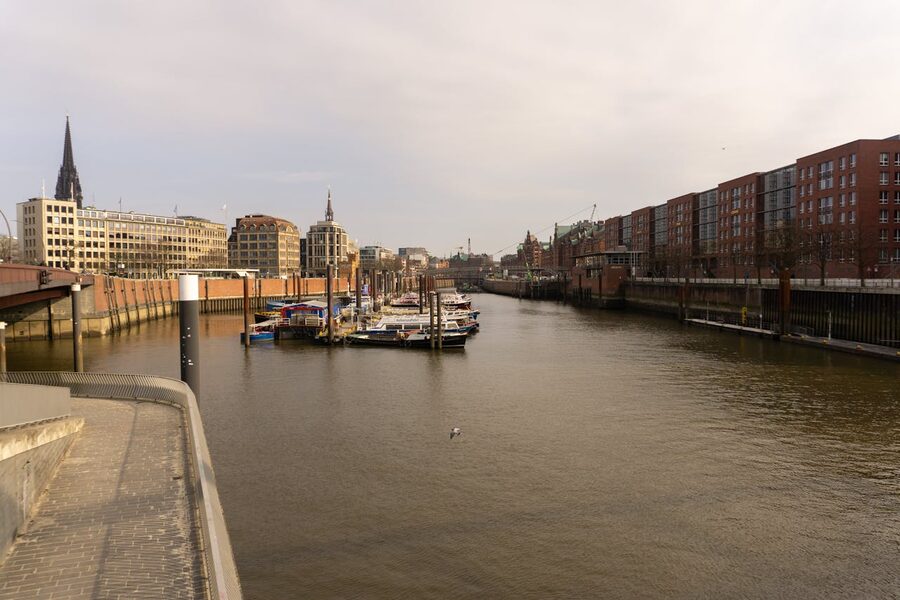 Hamburg canals with historic architecture