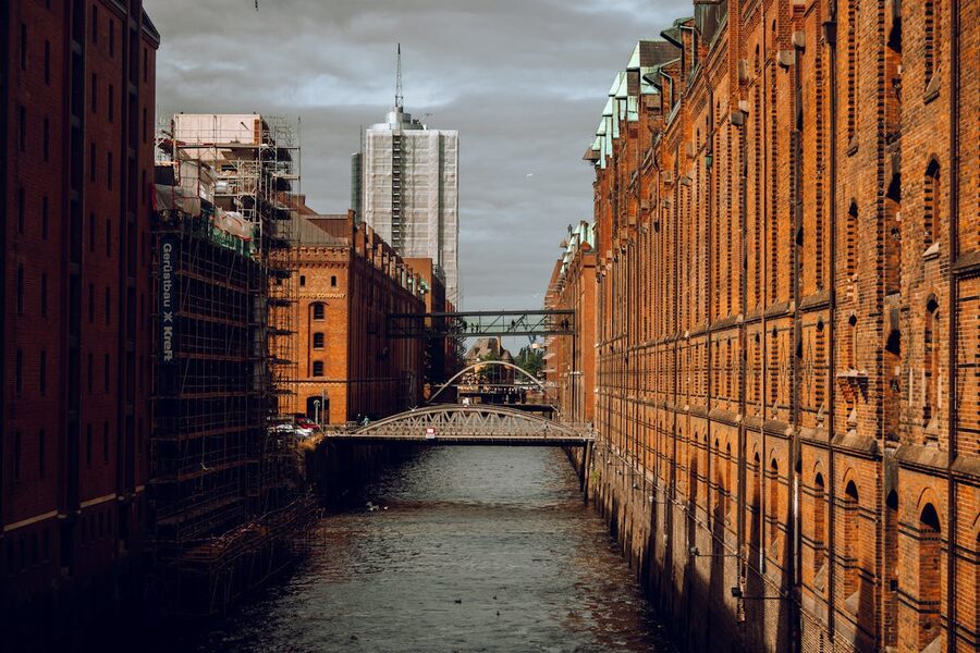 Hamburg harbor waterfront view