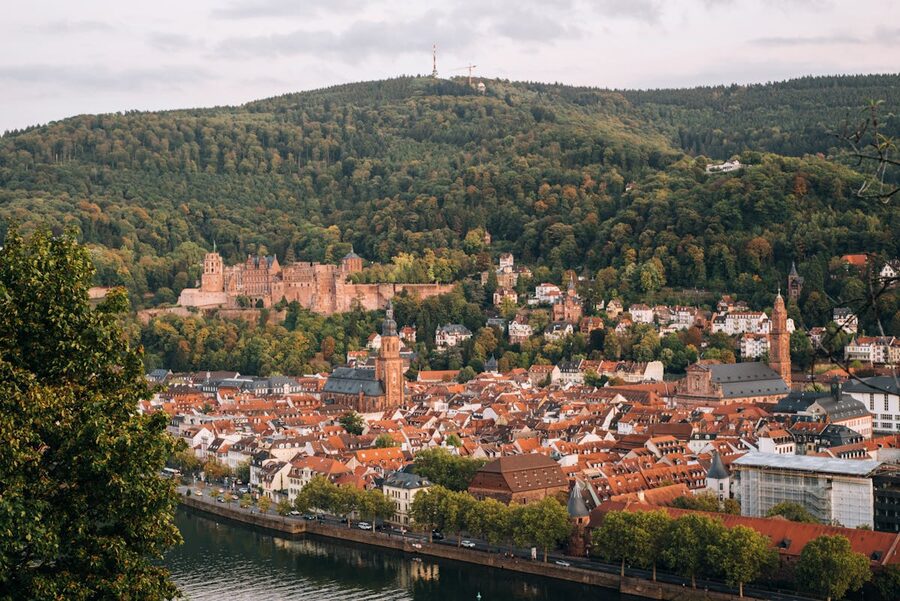 Heidelberg sunset over the Neckar River