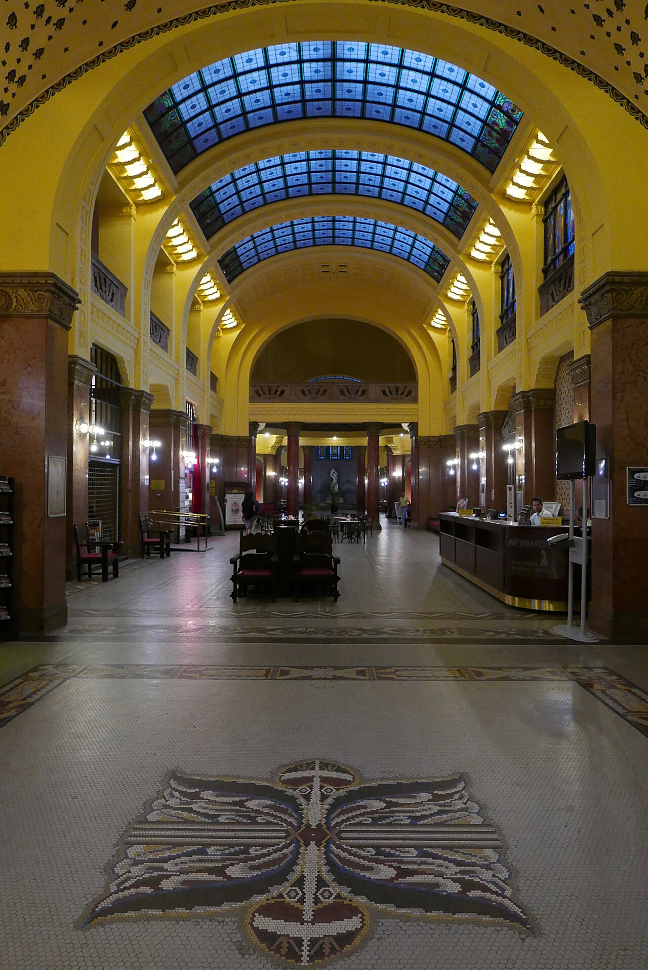 The ornate art nouveau interior of Gellért Thermal Bath in Budapest