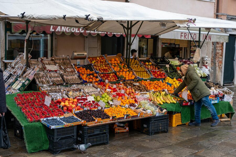 Colorful fruit stand at an Italian street market