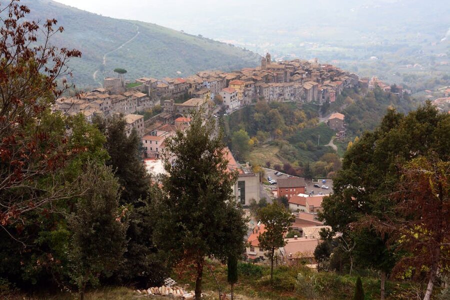 Italian hilltop village in autumn