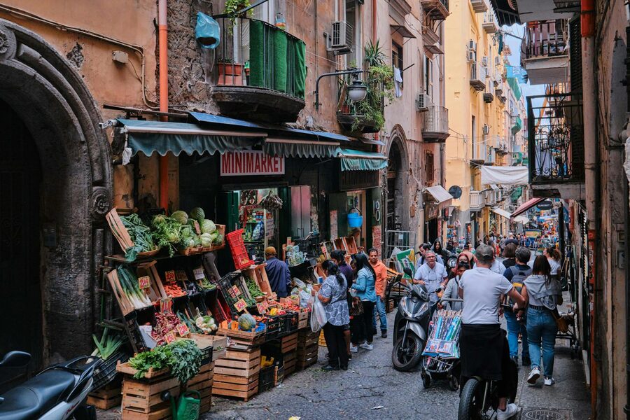 Italian market with fresh produce