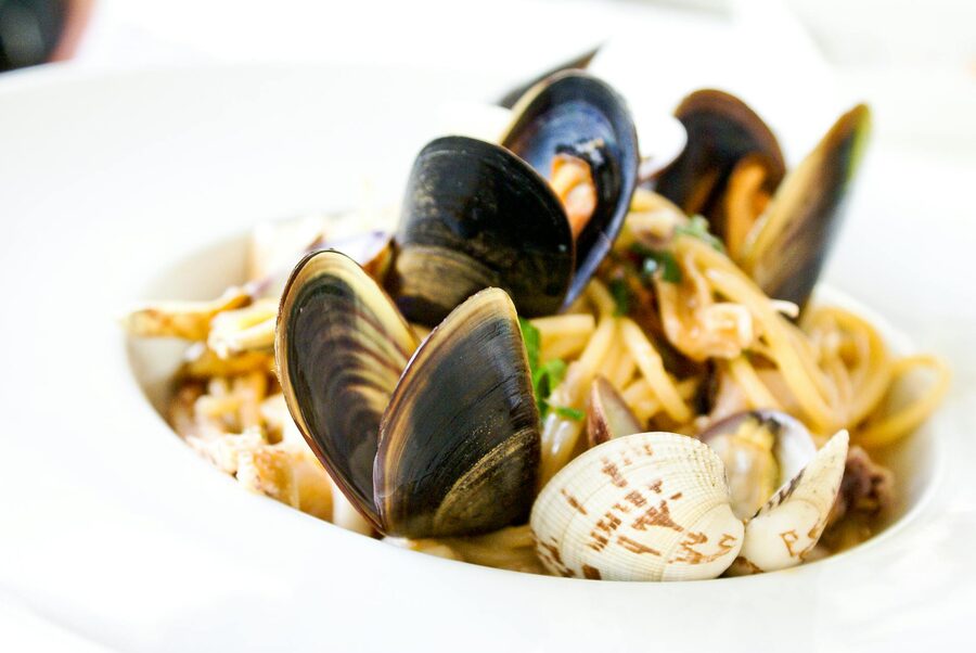 Italian seafood pasta with clams