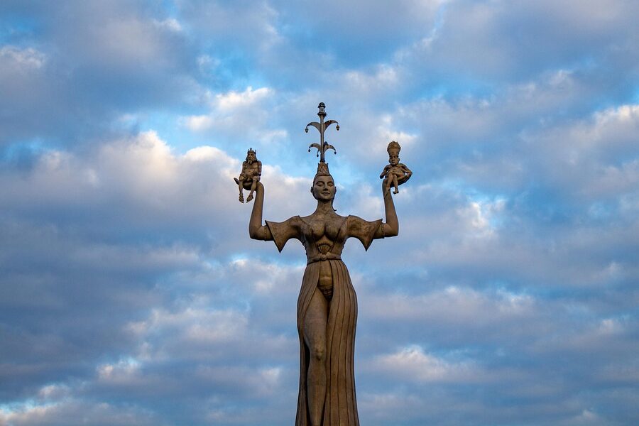 Imperia statue with dramatic sky Konstanz