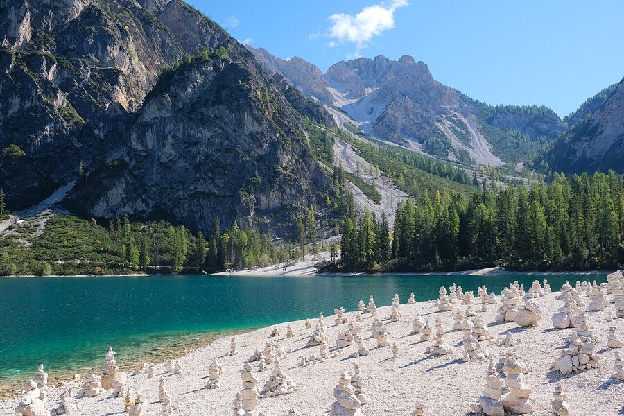 Lago di Braies in South Tyrol Dolomites