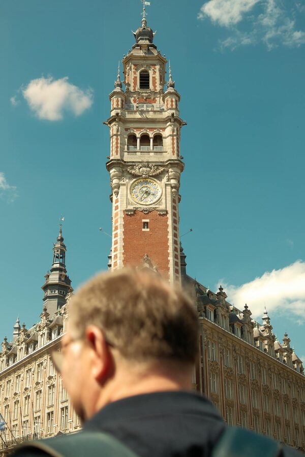 Iconic Lille bell tower captured on a sunny day