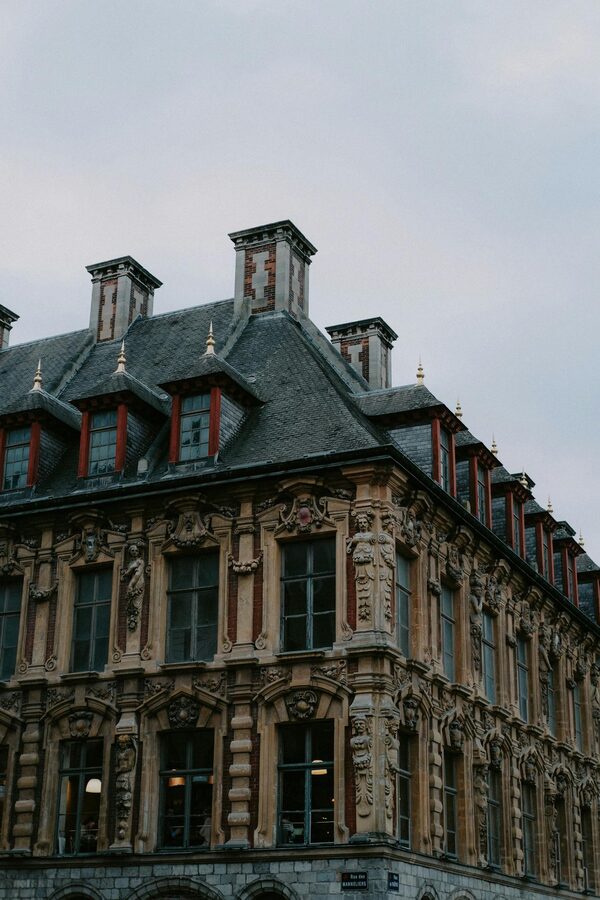 Ornate facade of the Lille Chamber of Commerce building