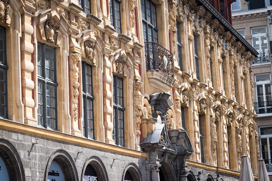 Flemish Renaissance facades of the Old Bourse in Lille