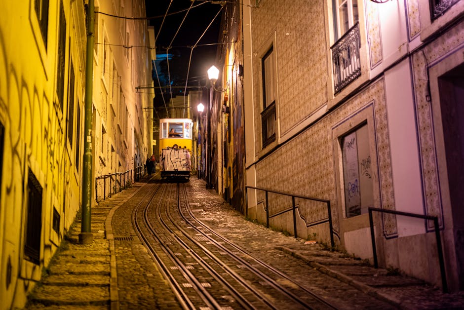 Narrow cobblestone street in Lisbon's Alfama district