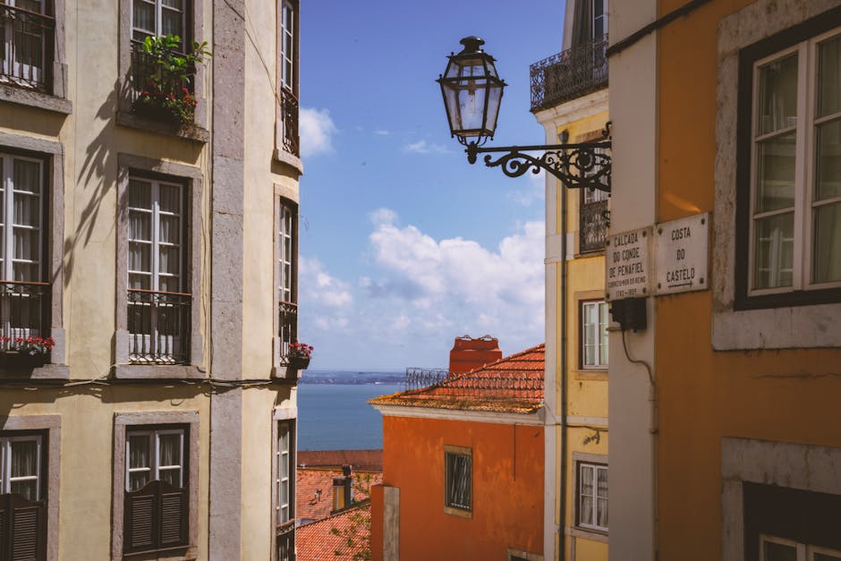 Azulejo-tiled walls in Lisbon's historic quarter