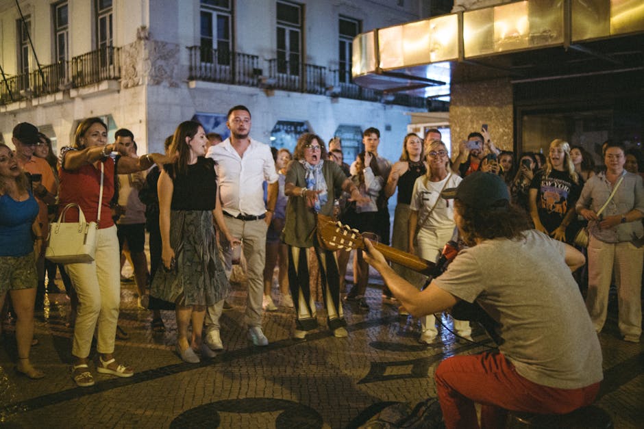 Azulejo tiles depicting fado scenes in Lisbon
