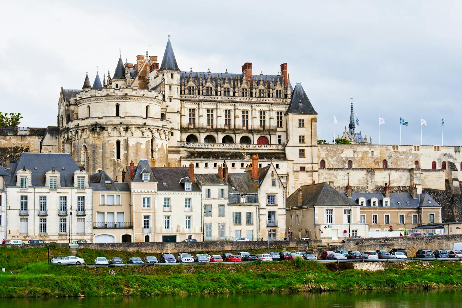 Chateau d Amboise overlooking the Loire River with historic French architecture