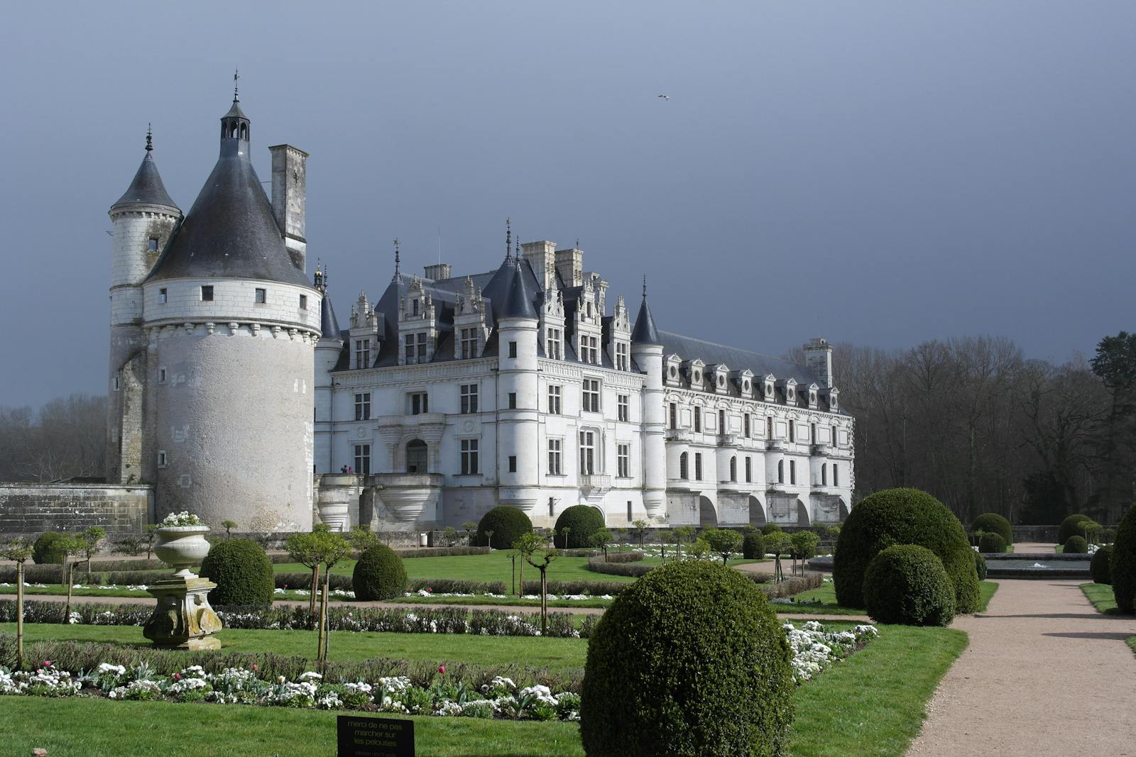 Chateau de Chenonceau and its spring gardens in Chenonceaux France