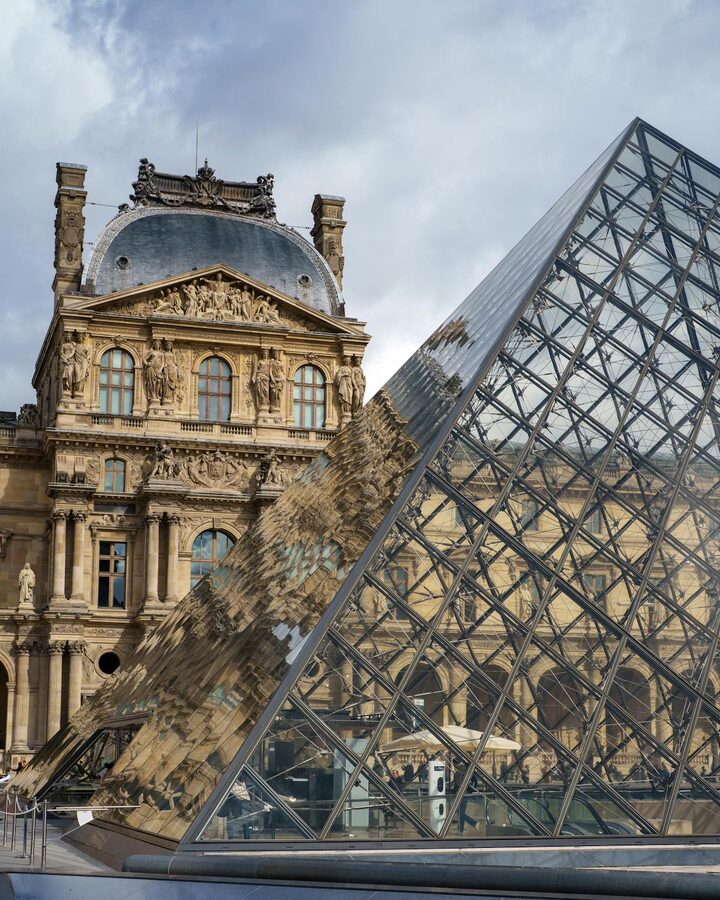 Louvre pyramid in Paris for photography