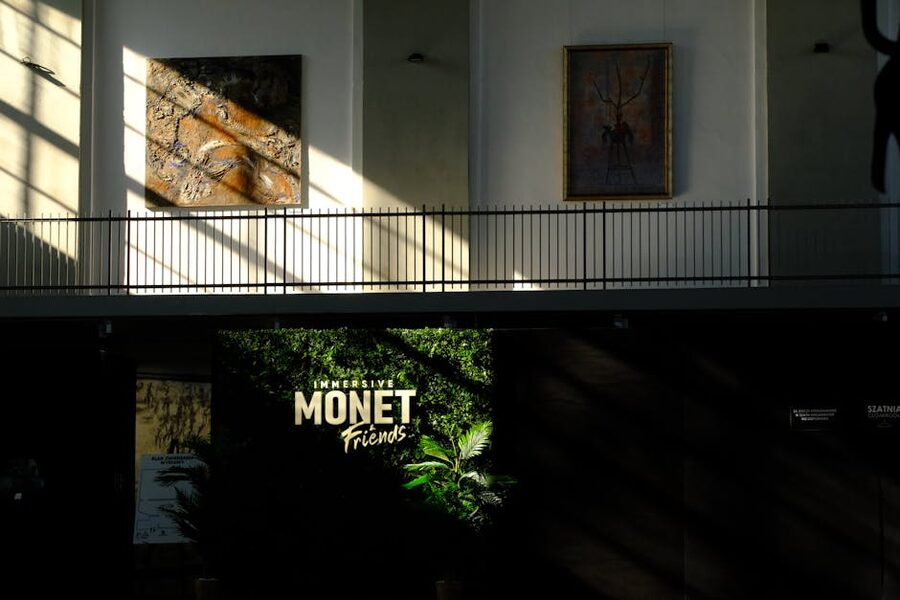 Sunlit art gallery showcasing immersive Monet exhibition