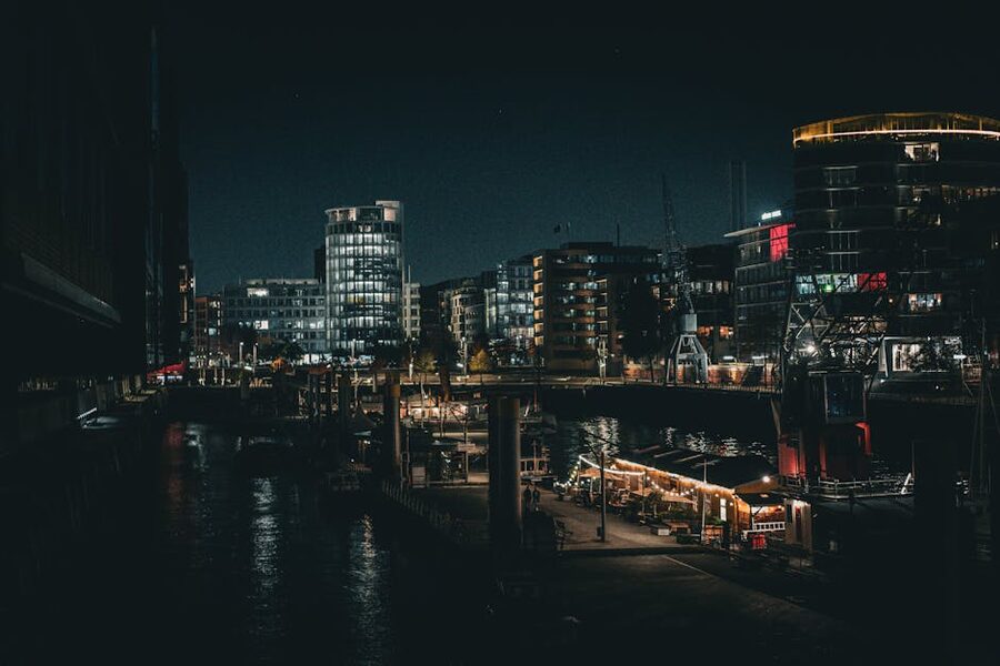 Captivating night view of Hamburg port
