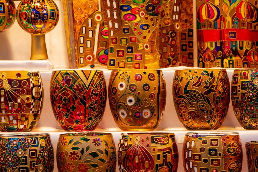 Klimt-style ceramic ornament