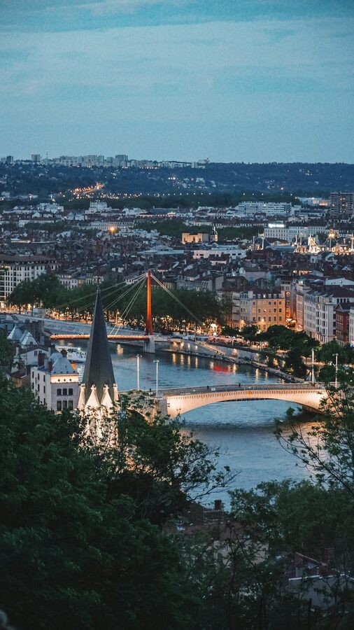Lyon cityscape from elevated viewpoint