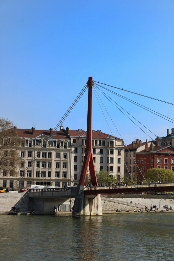 Lyon Saone river with bridge