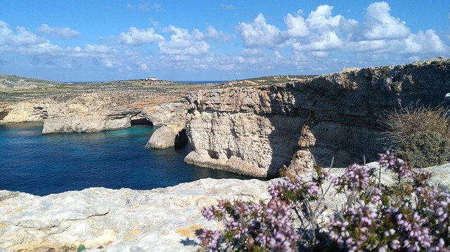 Malta cliff and lagoon view from above