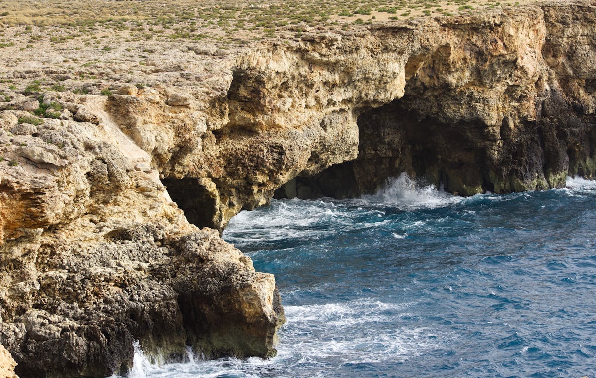 Limestone cliffs along the Mediterranean coast of Malta