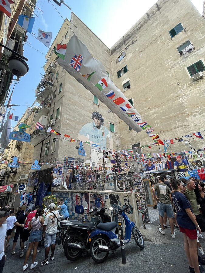 Maradona mural in Montecalvario Naples Quartieri Spagnoli