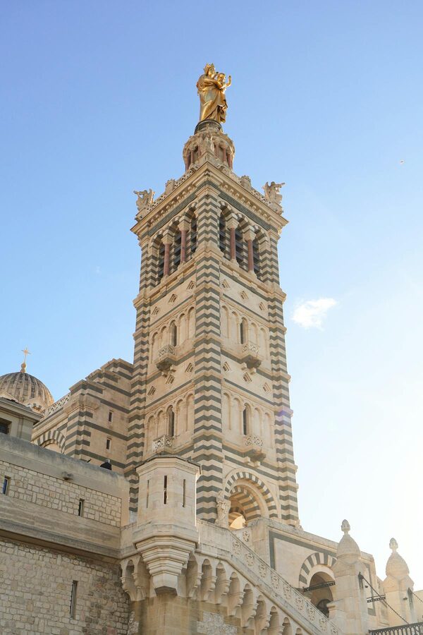 Notre-Dame de la Garde from below in Marseille