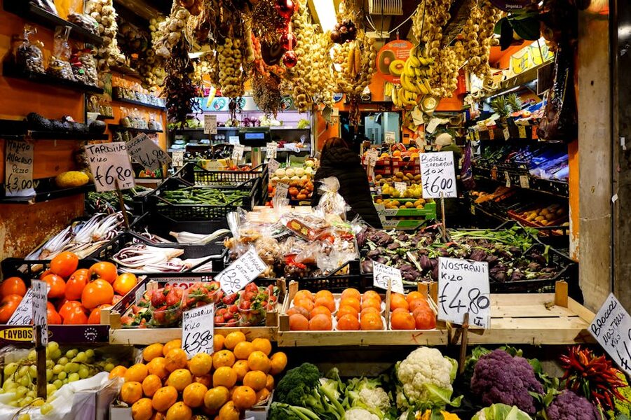 Mediterranean market fruits and vegetables