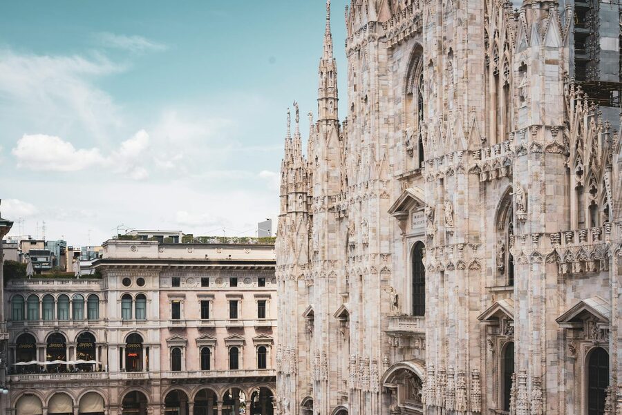 Milan Duomo architecture in sunlight